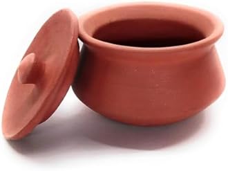 Terracotta Clay Pot with Lid for curd, yogurt bowl | Mitti Dahi Handi, Earthenware, Brown (300ML)