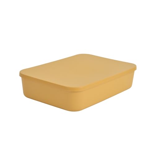 Homéa, Boite avec Couvercle Plastique 5,5L 35 x 25 x h,8 cm Ocre