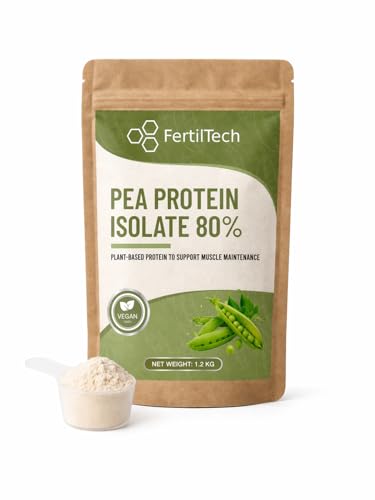 Protéine de Pois Isolat 80% 1.2 kg (1200g) - Poudre Protéinée Végétale Nature - Riche en Protéines - Faible en Matières Grasses - Sans Gluten