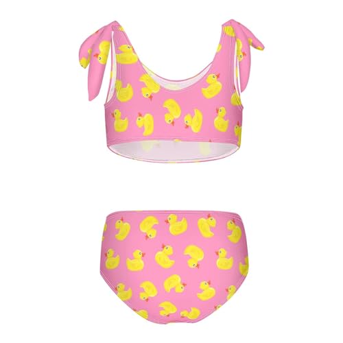 Wusikd Yellow Duck Girls Swimsuits Two Piece Pink Swimwear Bikini Set for for Girls Size 11-12T2