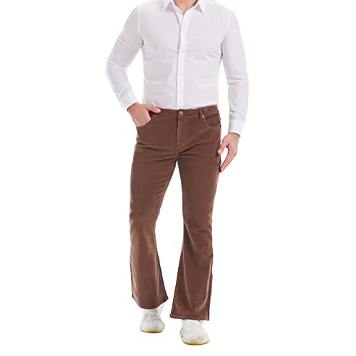 Wbestwind Men's Relaxed Vintage 60s 70s Corduroy Slim Bell Bottom Stretch Fit Classic Comfort Flared Flares Retro Leg Pants2