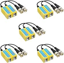 Video Balun | 8MP (Pack of 5), 4K Passive HD BNC Video Balun Transceiver Transmitter Via Rj45 Cable AHD/TVI/CVI/CVBS for Full HD CCTV DVR Security Surveillance Camera System