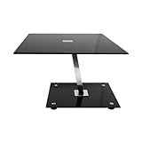 piernas cromadas Premier Housewares - Mesa Auxiliar (Tablero de Cristal Templado, Patas cromadas, 42 x 65 x 65 cm), Color Negro