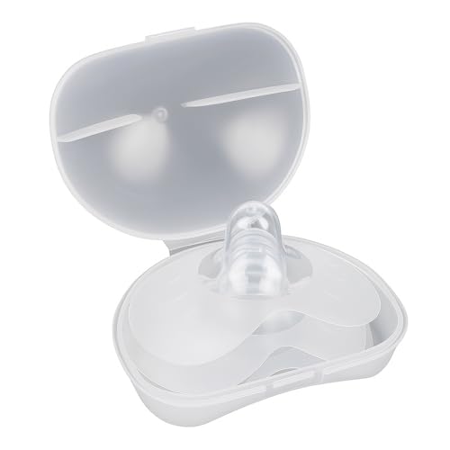 Breastfeeding Nipple Shields for Nursing Newborn Baby Nippleshield Breast Feeding 2 Count with Sterilizing Storage Case Clear (Size Less 13MM)