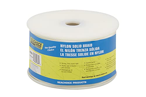 Seachoice Solid Braid Nylon Rope Spool, 1/8 in x 1000 ft. White