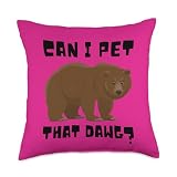Can I Pet That Dawg? Funny Bear Viral Internet Meme Throw Pillow