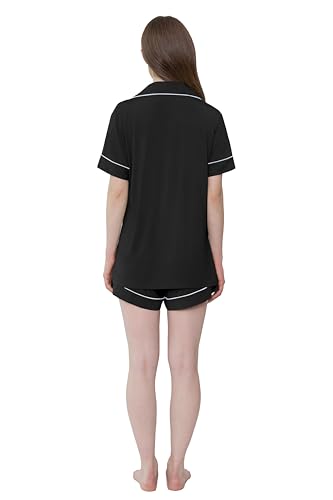 Image of Cherrydew Women Bamboo Viscose Super Soft Comfy Summer Cooling Short Sleeve Button Down Pajama Shorts Set S-XXL