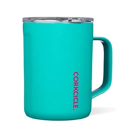 Corkcicle Triple Insulated Coffee Mug with Lid and Handle, Mermaid, 16 oz – Stainless Steel Travel Mug Keeps Beverages Hot for 3+ Hours – Non-Slip, Easy-Grip, Spill-Resistant Tumbler Cover