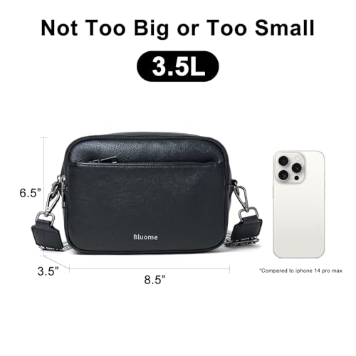 Image of Bluome 4 Zips Crossbody Bags Purses Handbags For Women Small Pu Leather Shoulder Cross Body Travel Bag For Woman Guitar Strap Trendy Black