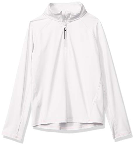Amazon Essentials - Chaqueta deportiva con media cremallera para niña, Blanco, US L (EU 134-140 CM)