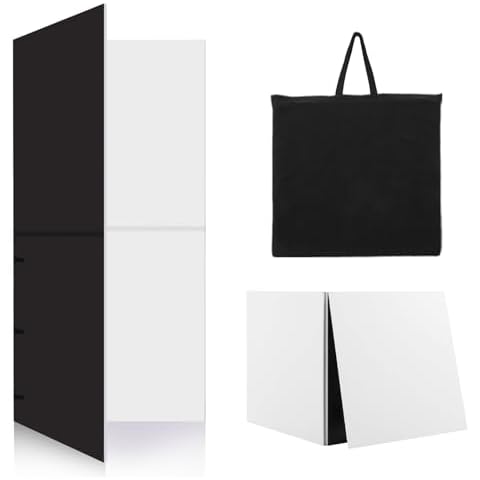 Foldable Light Reflector 2- in-1 Background Cardboard, 78 X78'' Double Black/White Photography Reflector Multi-Use Diffuser Board Includes Carrying Bag, BIEYANG Cover