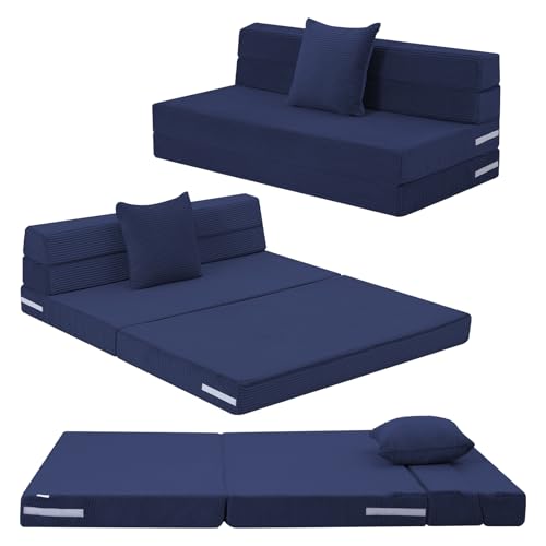 MeMoreCool Klappmatratze Doppel 190x135cm, Hochdichter Schaumstoff Ausklappbares Sofa Stuhl Z Bett, Faltbare Futon Matratze, Boden Lounger Gäste...