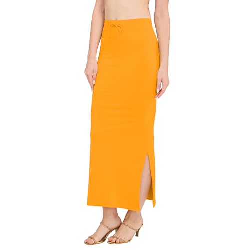 Image of DESI GIRL Cotton Lycra Stretchable Saree Shapewear Petticoat with Drawstring for Women | Fishcut Saree Petticoat with Side Slit for Easy Movement | Saree Shaper | Long inskirt