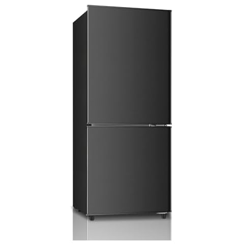 Saeoola Mini Fridge with Freezer on Bottom, 4.0 Cu.Ft, 2 Doors Compact Small Refrigerator with Bottom Freezer for Apartment, Dorm, Office, 7-Level Temperature Control, Removable Shelves (Black) Cover