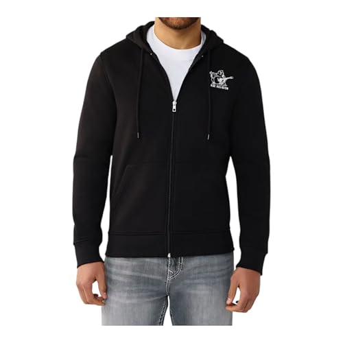 Sweat à capuche zippé True Religion noir L pour homme confortable