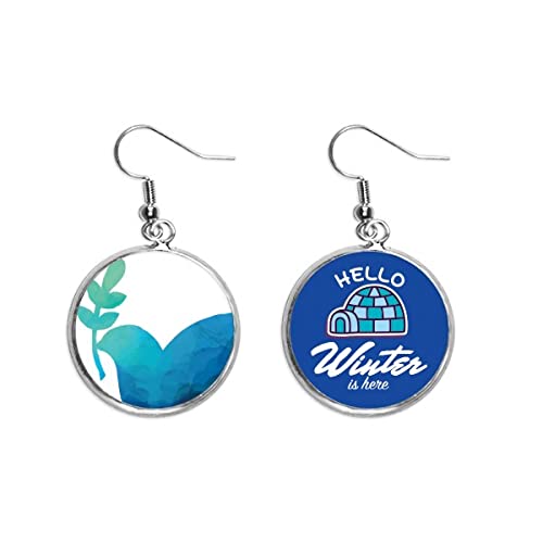 Pendientes anti-guerra de olivo azul con gancho hipoalergénico y acabado efecto hielo