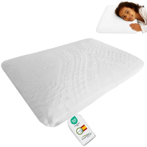 MOMMY CONFORT Almohada Infantil Viscoelástica 70x35x6cm Ergonómica Transpirable Hipoalergénica Lavable Cuna Bebé Cama 90cm Niños 2 a 8 Años Suave Termorreguladora Primera Almohada Descanso Seguro