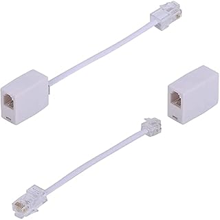 RJ11 to RJ45 Adapter,SHONCO RJ11 to RJ45 Cable,Phone Line to Ethernet Adapter RJ11 Female to RJ45 Male 2Pack,White