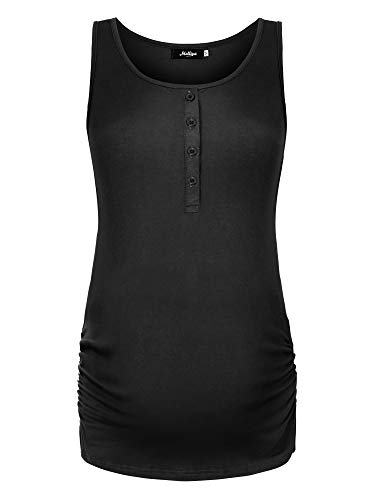 Molliya Maternity Tank Top Sleeveless Front Button Side Ruched Summer Nursing T Shirt Casual Pregnancy Clothes #TOP1