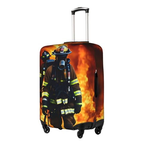 Firefighter Fireman Flame Print Luggage Cover For Suitcases, Travel Case Protector, Simple & Convenient Installation2