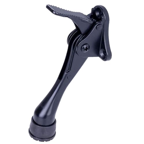One Touch Kickdown Door Stopper, Door Holder, Heavy Duty Door Stops, Bottom of Door, Height-Adjustable Rubber Tips by HASHI (Black 4 inch x 1pack)
