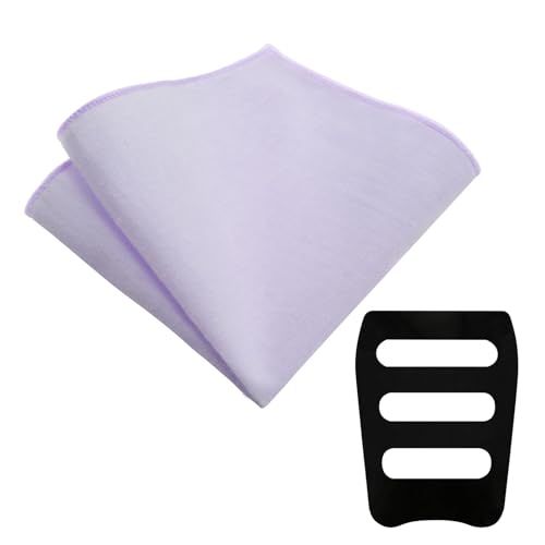 LJBFNN Pocket Squares Handkerchiefs for Men Soft Cotton Mens Womens White Pocket Square with Holder for Suit Wedding Business (Light Lavender)