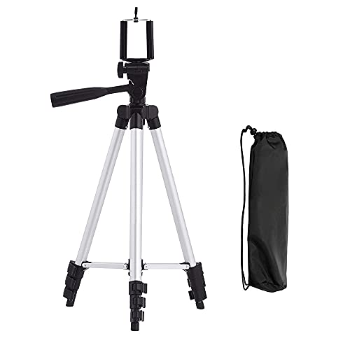 Trépied pour téléphone, trépied pour télescope trépied pour Appareil Photo, trépied pour Appareil Photo Appareil Photo 360 °, trépied Universel, Compatible avec iPhone et Android, Argent Cover