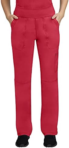 Healing Hands Womens Scrubs Pants 5 Pocket Purple Label 9133 Cargo Tori Women Yoga Pant Lightweight Soft Fabric Red L