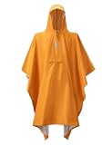 [Qunature] レインコート ポンチョ メンズ レディース カッパ 雨合羽 雨具 軽量 撥水 リュック対応 多機能 3way レインウェア タープ レジャーシート コンパクト アウトドア 登山 自転車 通学 通勤 防災 収納袋付き(オレンジ)