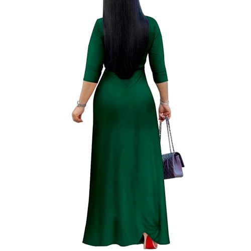 Image of Mrskoala Women Plus Size Long Maxi Wrap Dresses Summer Sundress V-Neck 3 /4 Sleeve