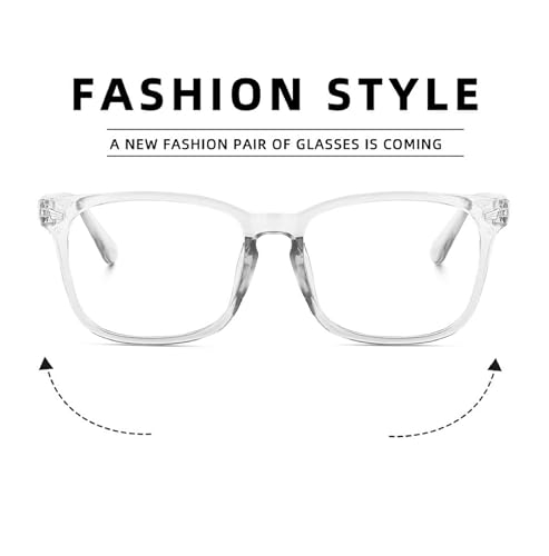 Image of Blue Light Blocking Computer Glasses for Men & Women, Square TR90 Lightweight Eyeglasses Frame, Anti Eye Strain UV Protection, Clear Lens for Gaming Office Reading