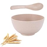Kit 4 Tigela de Cereais, Tigela de Palha de Trigo Reutilizável, Potinho Fibra de Trigo Ecológico,Seguro para Lava-louças e Micro,Sem BPA,para Cereais, Lanche, Sopa, Salada e Arroz (Bege)