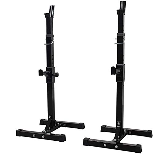 Pair of Adjustable Squat Rack Standard 31.5-59 Inch Solid Steel Squat Stands Barbell Free-Press Bench Home Gym Portable Dumbbell Racks Stands,H Shaped Bases,Fastening Nut,Anti-Skid,Fitness (Black)