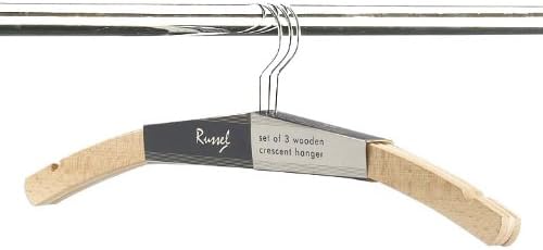 H & L Russel 42cm Beech Crescent Hangers, Set of 3, Adult Size, Multi-colour