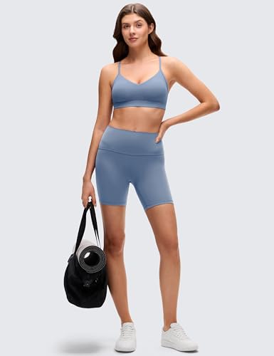 Image of CRZ YOGA Butterluxe V Neck Sports Bras | Light Support, Removable Pads, Yoga, Extremely Soft, Square Back, Adjustable Spaghetti Straps, for Women