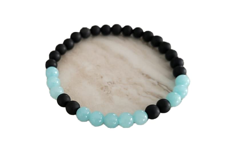 Bracelet amazonite et shungite 4mm en perles rondes lisses pour homme et femme