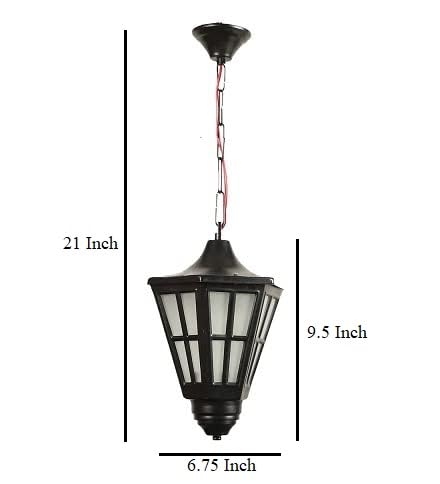 Image of Hurricane Hanging Light, Black Matte Finish Pendant Lamp, Iron and Frosted Glass, B22 Holder, Chain Hanging Light for Indoor Outdoor, Kitchen, Dining Room, Living Room (1 PC)(Without Bulb)