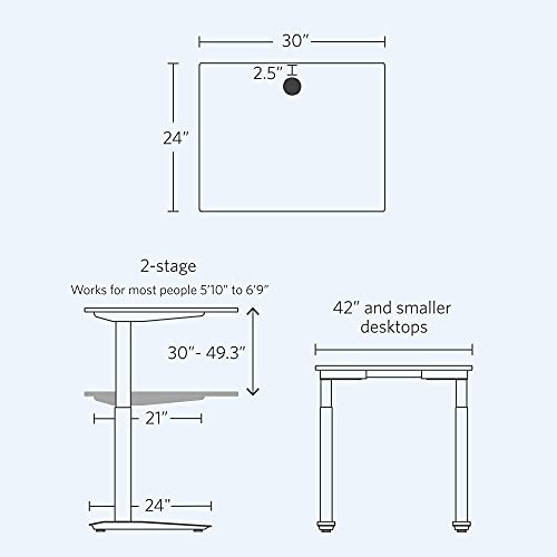 Image of Fully Jarvis Standing Desk 30 inch x 24 inch Black Laminate Top - Electric Adjustable Desk Height from 30 inch to 49 inch with Memory Preset Controller (Rectangle, Black Frame)