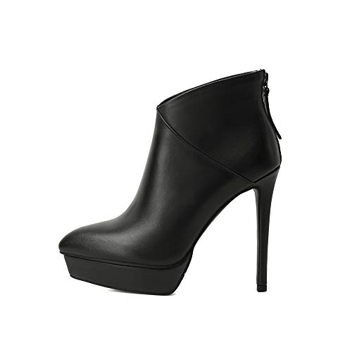 TinaCus Women's Genuine Leather Pointed Toe Platform Handmade Back Zip Stiletto High Heel Stylish Ankle Boots4