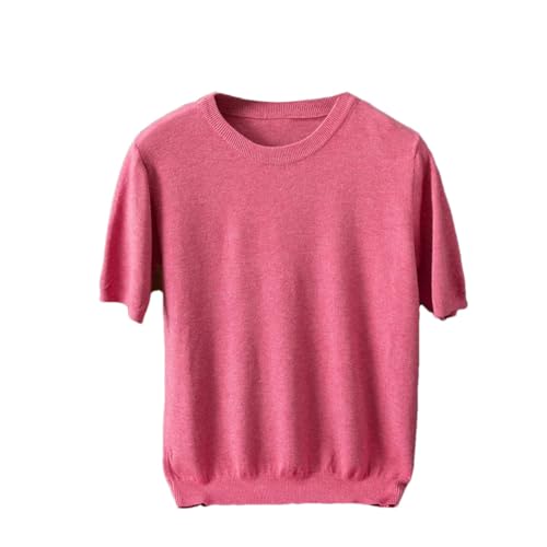 Men's Crew Neck Knitted Short Sleeve Wool Loose Half Sleeve Sweater Solid Color Pullover Tee Tops