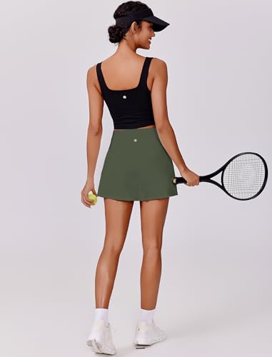 Image of PINSPARK Womens Tennis Skirt High Waisted Golf Skort with 2 Pockets Stretchy Athletic Skirts for Workout Pickleball Running
