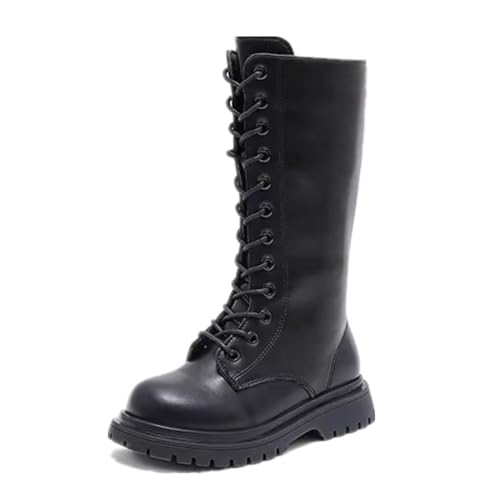 Bottes d'hiver à lacets cuir filles BININBOX fermeture éclair chaude