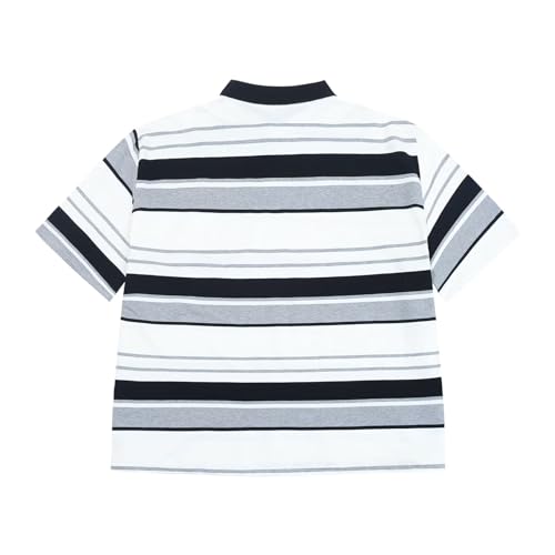 Short Sleeve Striped Baggy Mens Polo Shirts Lapel Summer Oversized Loose Tshirts2