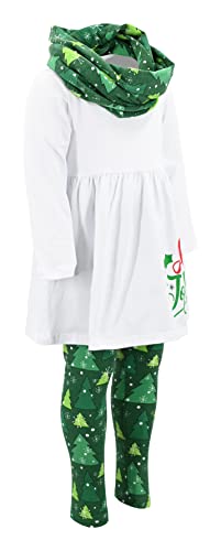 Image of Unique Baby Girls Kids Toddler 3pc Outfit Set Long Sleeve Lightweight Tunic Top Leggings and Scarf