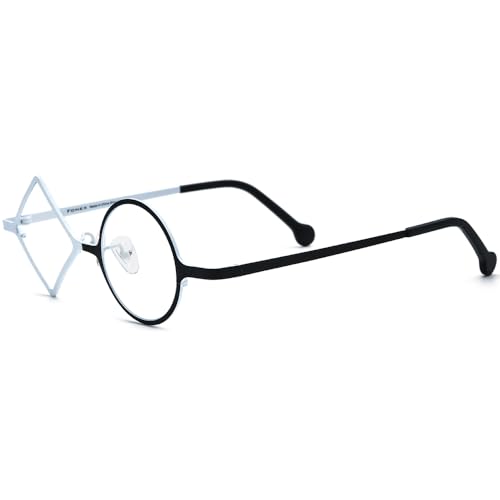 Image of FONEX Colorful Titanium Glasses Frame Men Left Round Right Square Optical Eyeglasses Women F85747