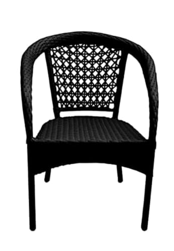 Image of PRATHAM India 4+1 Outdoor Indoor Patio Set Bistro Set Rattan Chair Patio Set Lawn Balcony Hall Outdoor Garden Chair Table Set (Black & Cream Cushion)