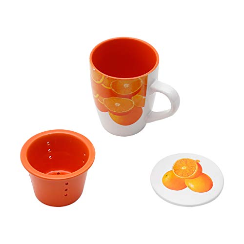 Caneca Porcelana C/Infusor Laranja 330ml