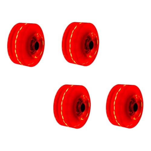 DOITOOL Roues de Patinage Lumineuses LED 4 Pièces en Polyuréthane Rouge pour Roues de Patins à Roulettes et Skateboards, Résistantes à L'usure, Adaptées pour Usage Extérieur et Rampes
