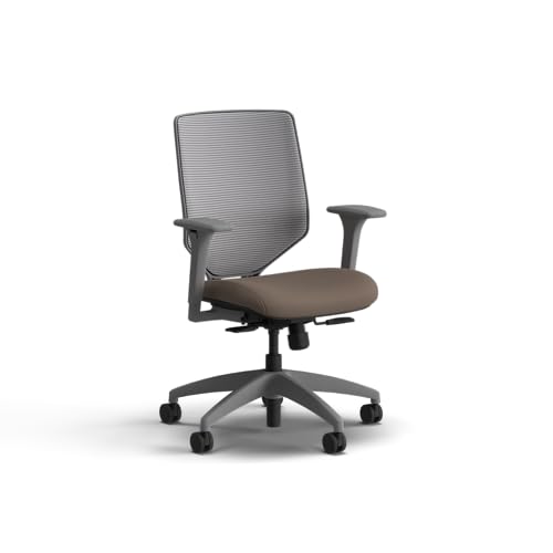 Image of HON Solve Office Chair, Ergonomic Office Chair Mesh Back Support, Adjustable Lumbar Support, Height Adjustable Arms, Titanium Frame, Bark