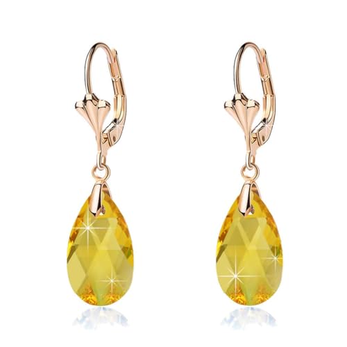 Boucles d'oreilles pendantes en plaqué or 14 carats et cristal haut de gamme